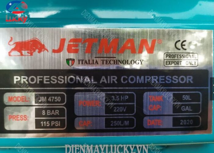Máy Nén Khí Mini Có Dầu Jetman 3.5hp 50lít Jm4750 1 Tụ (2) Min Máy Nén Khí Mini Có Dầu Jetman 3.5hp 50lít Jm4750 1 Tụ (2) Min