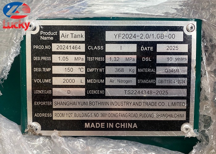 Bình chứa khí nén 2000 lít áp suất 10 bar