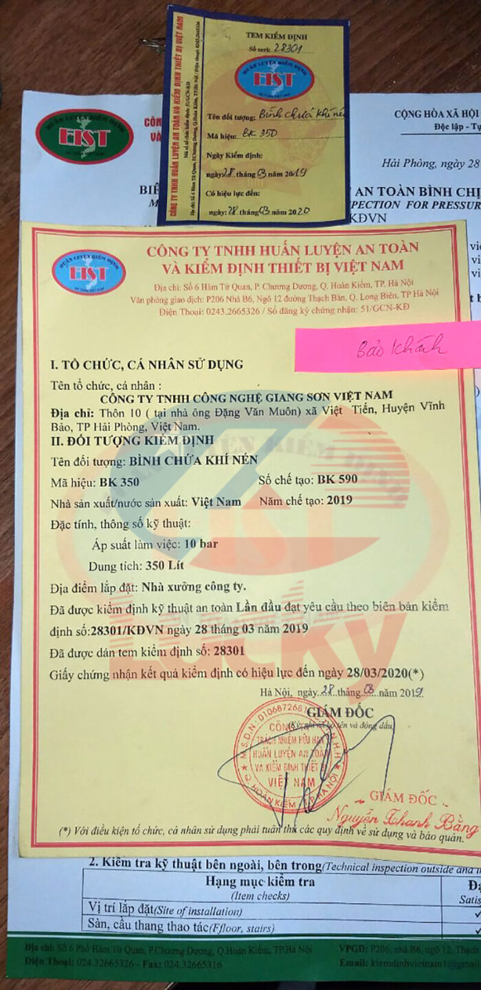 Giấy Tiwf Kiểm định