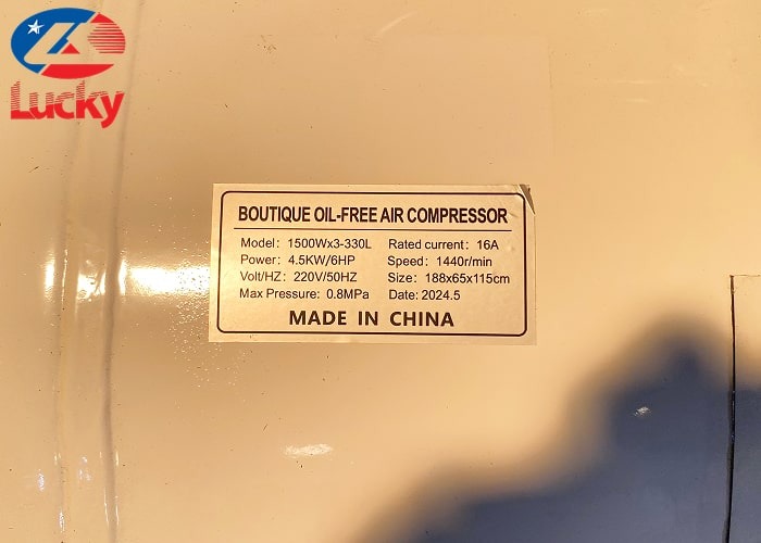 Máy nén khí không dầu 330L 6hp Lucky Sun